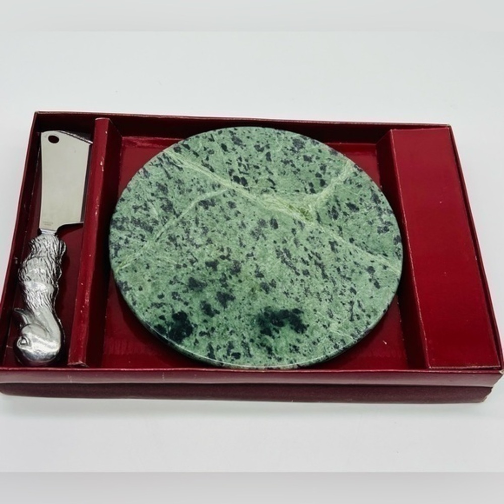 Arthur Court Vintage green marble and stainless steel duck knife